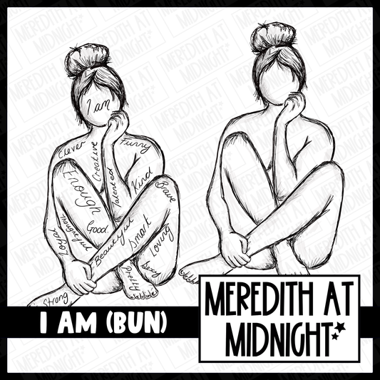 I am... girl with bun - Motivation / Mental Health -  Quote Clipart