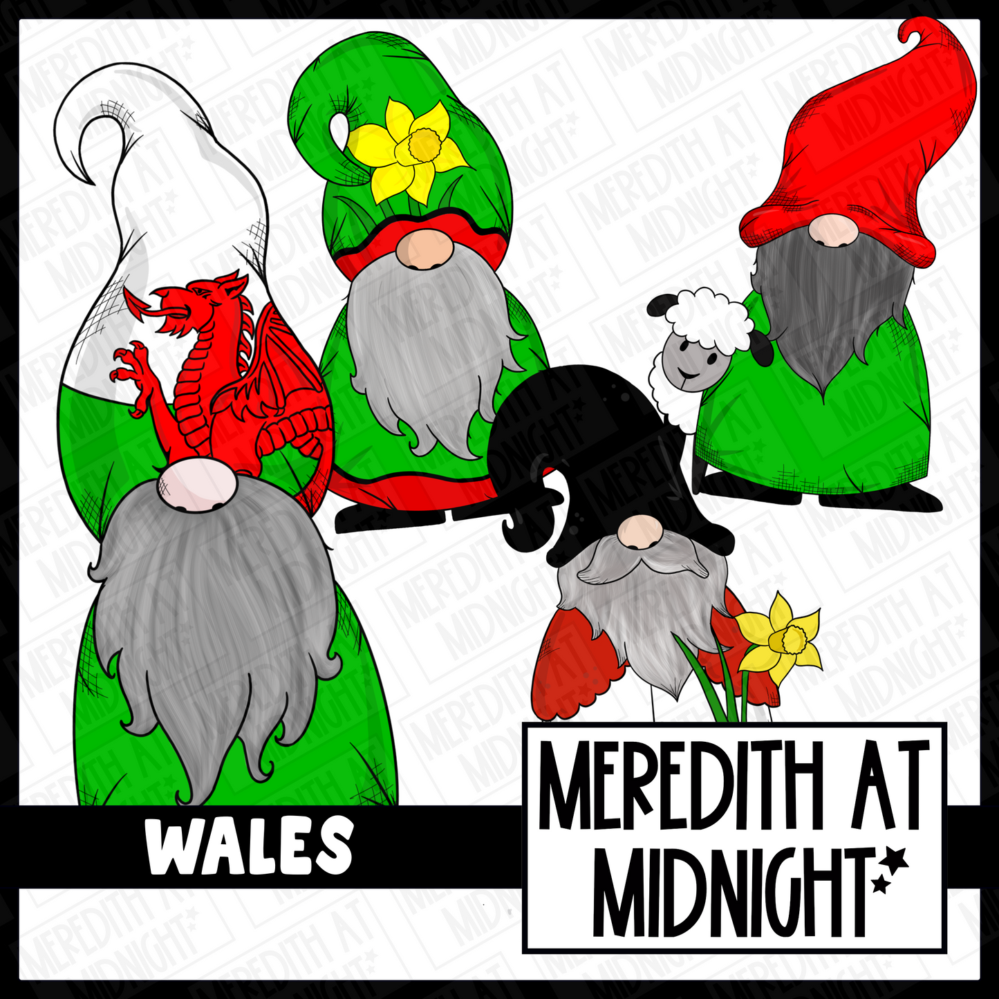 "Wales"  St. Davids Day Gonk / Gnome Clipart / Digital Stickers *INSTANT DOWNLOAD* PNG files