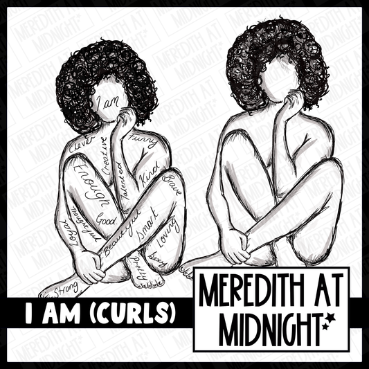 I am... girl with curls - Motivation / Mental Health -  Quote Clipart