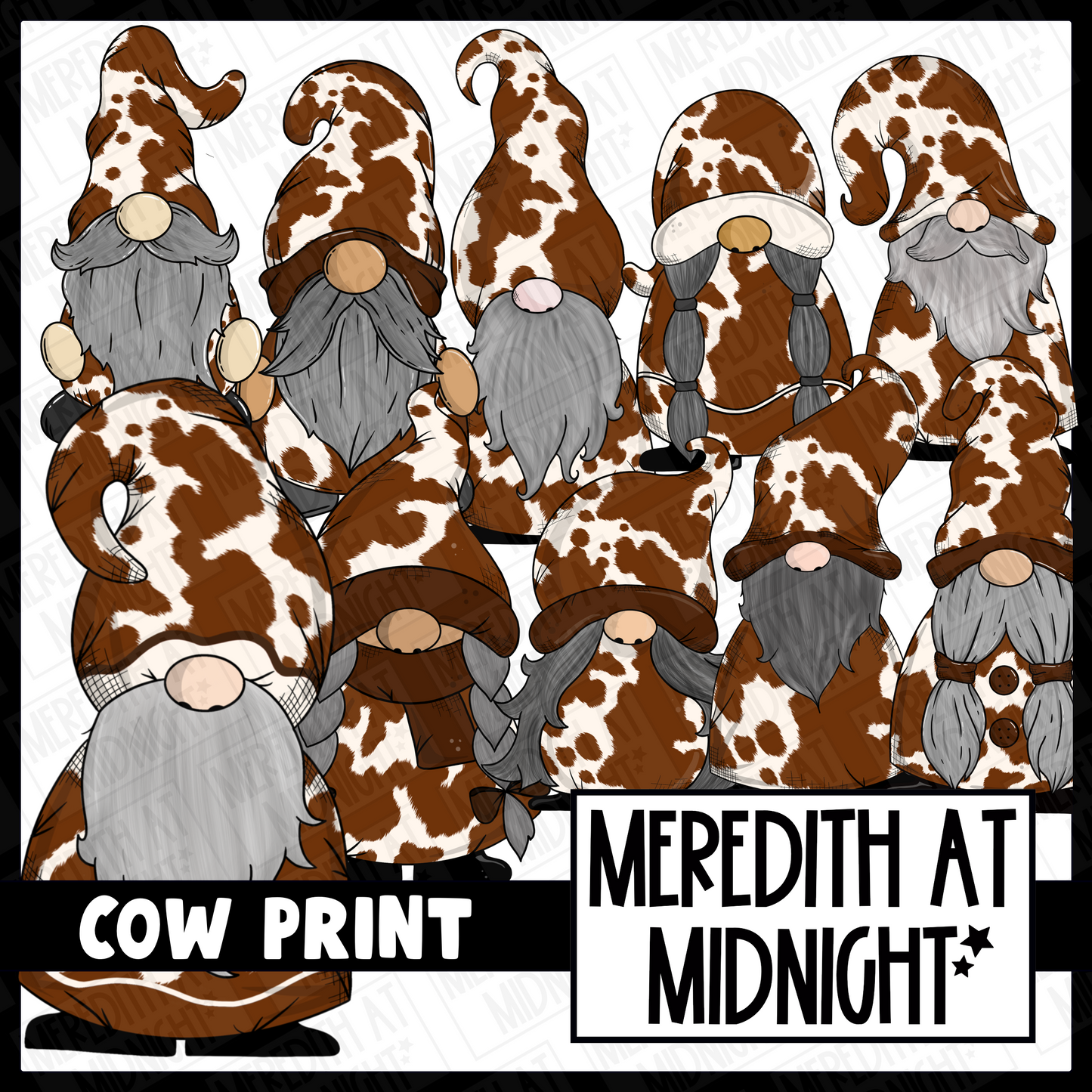 ‘Betsy" cow print / country Gonk / Gnome Clipart / Digital Stickers *INSTANT DOWNLOAD* PNG files