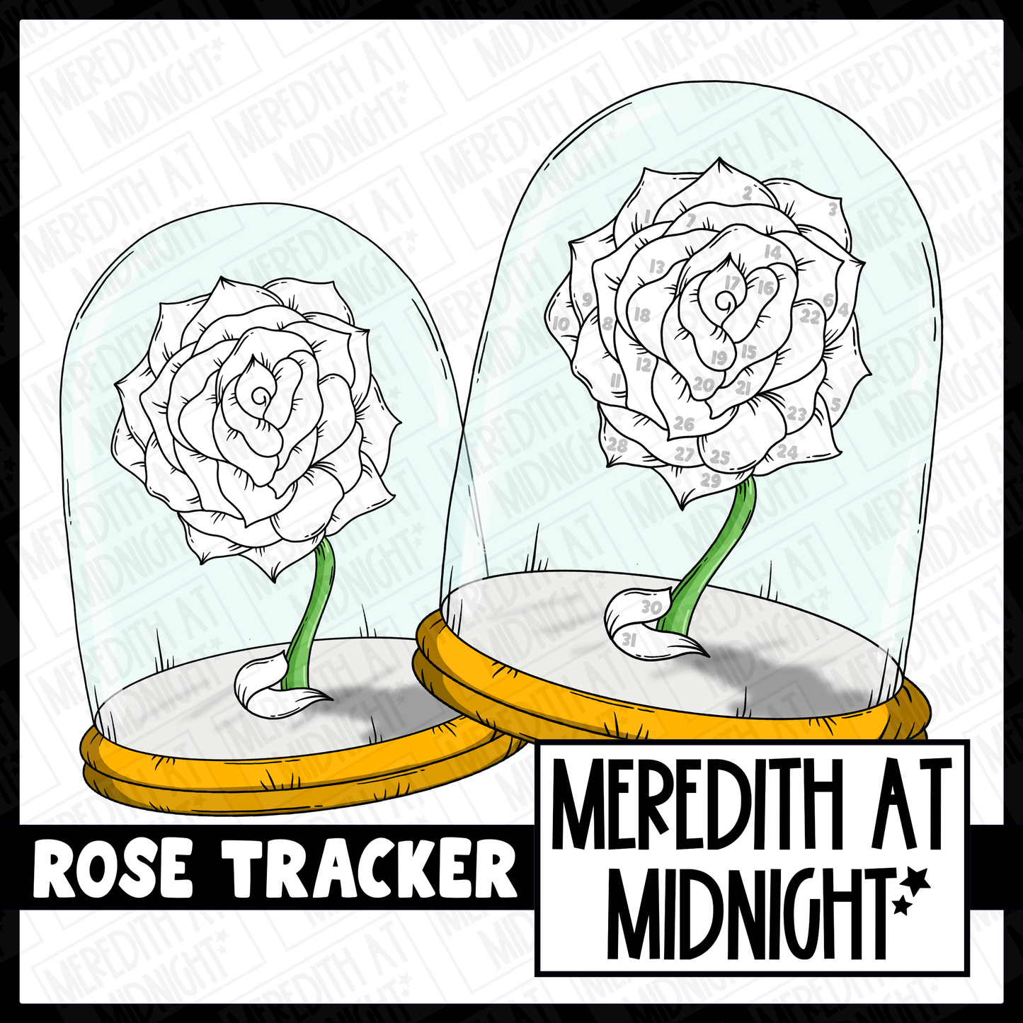 Rose Monthly Tracker - Blank and Numbered version