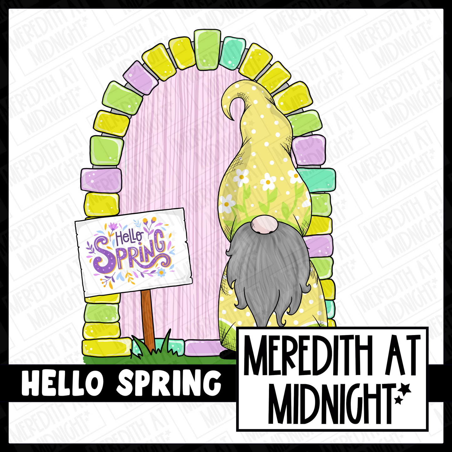 Hello Spring Door - Individual Gonk Clipart