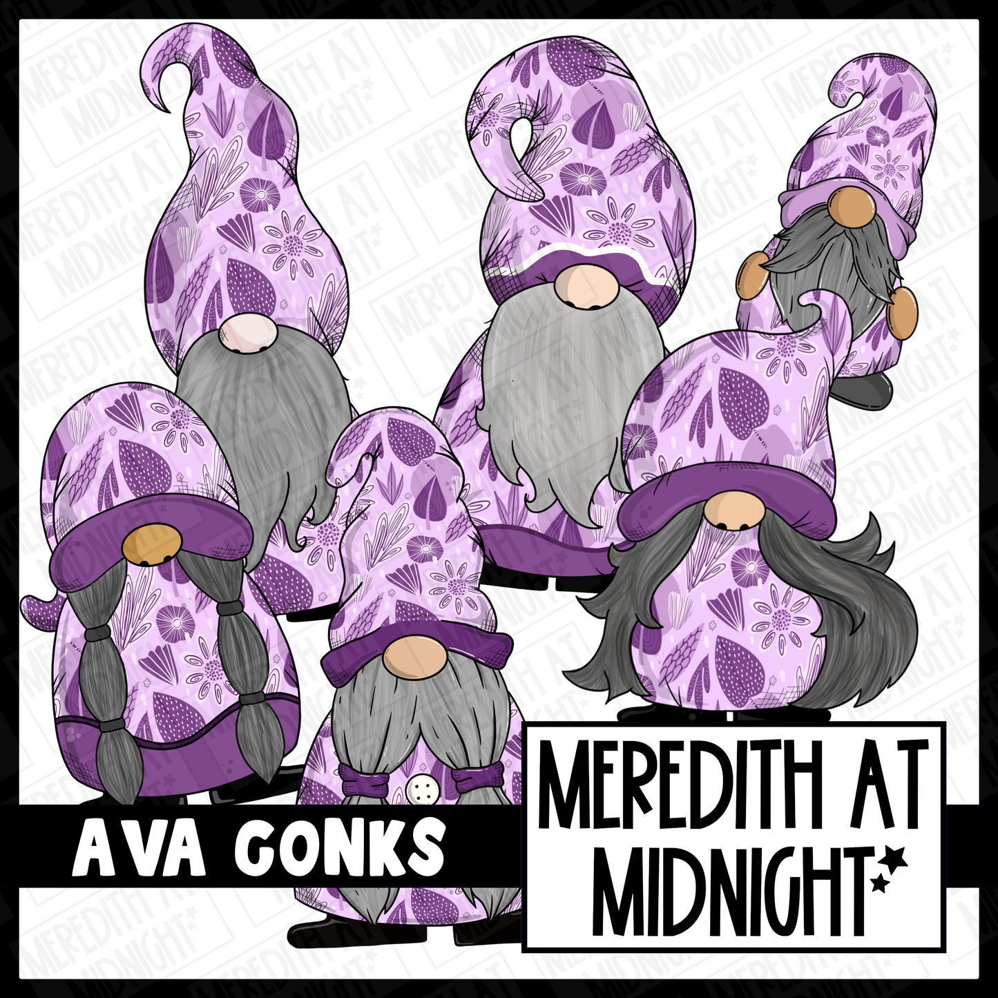 "Ava" Purple Gonk / Gnome Clipart / Digital Stickers *INSTANT DOWNLOAD* PNG files