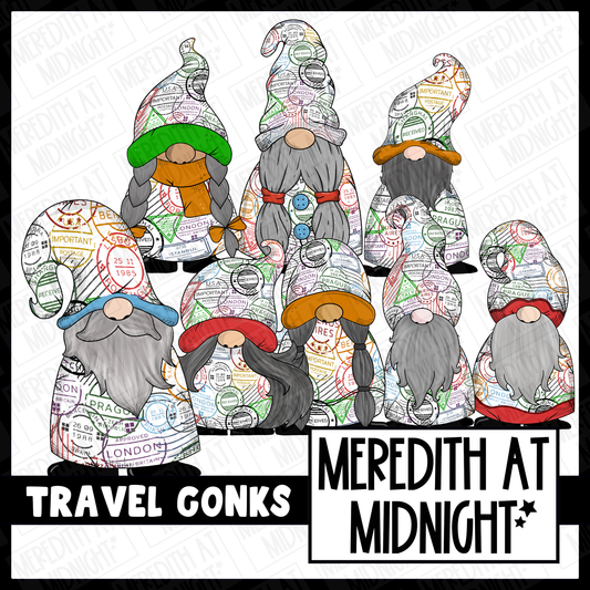 "Travel" Wanderlust / Adventure Gonk / Gnome Clipart / Digital Stickers *INSTANT DOWNLOAD* PNG files