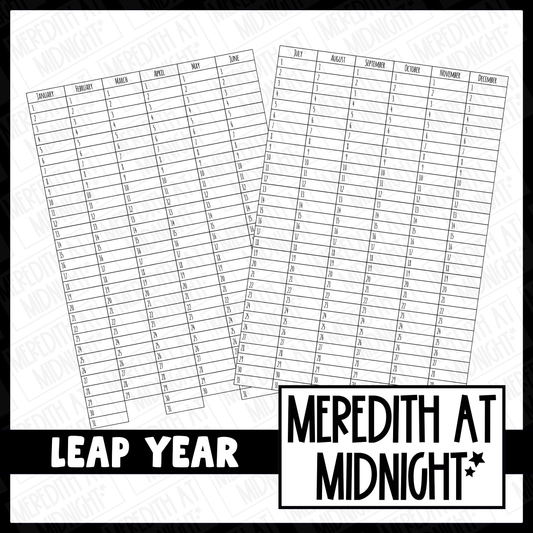 Year at a glance (Leap Year) Tracker