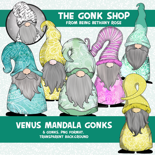 "Venus" Pastel Mandala Gonk / Gnome Clipart / Digital Stickers *INSTANT DOWNLOAD* PNG files